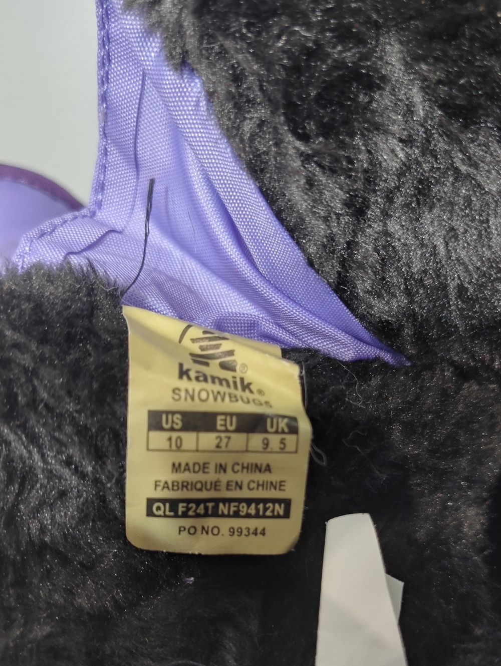Kamik Snowbug 5 Purple Kids Snow Boots with Black Faux Fur Lining Size 10 - Picture 5 of 6